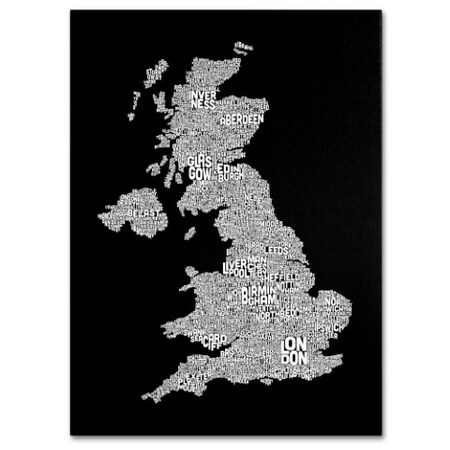 Michael Tompsett 'UK Cities Text Map 6' Canvas Art,16x24